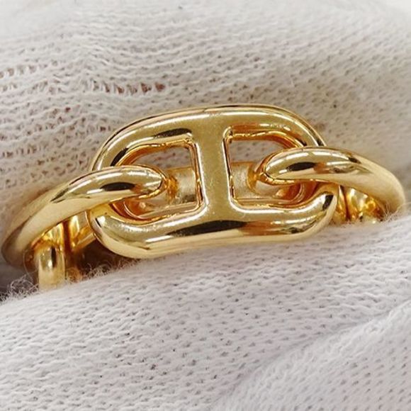 Hermes Scarf Ring Chaine d'Ancre Lugate Women's Brand Pink Gold Scarf Clasp - Picture 6 of 9